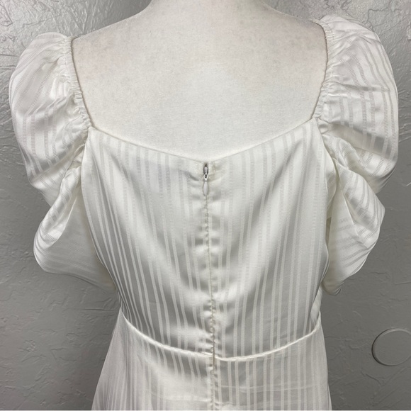 Lulus Dance After Dark White Satin Striped
Skater mini Dress Large - Picture 6 of 10